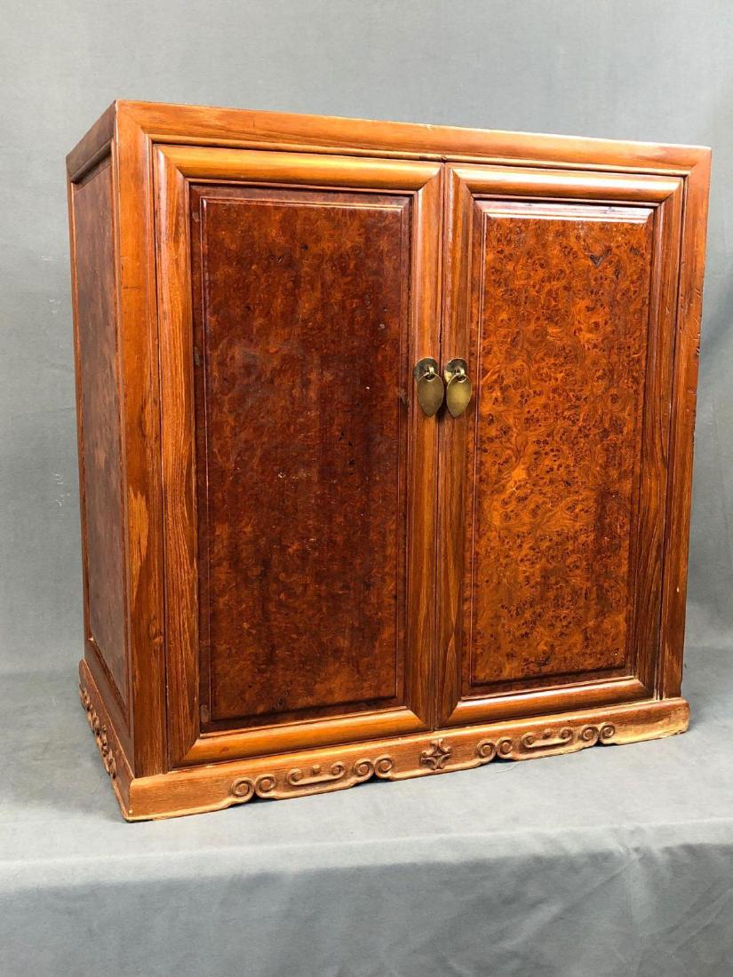 Asian walnut burl 15 drawer apothecary or jewelry: Asian walnut burl 15 drawer apothecary or jewelry cabinet. 23 x 22 x 13.5 in.