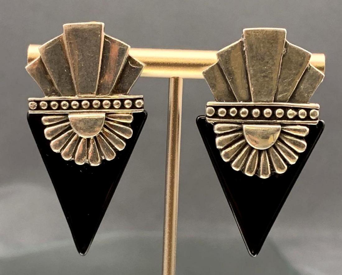 Art Deco Sterling Silver and Onyx Studio Jewelry (1 of 5)