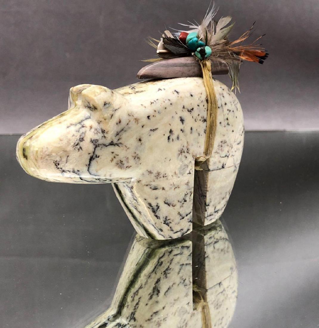 Carved Hardstone Zuni Bear Fetish, Signed (1 of 5)