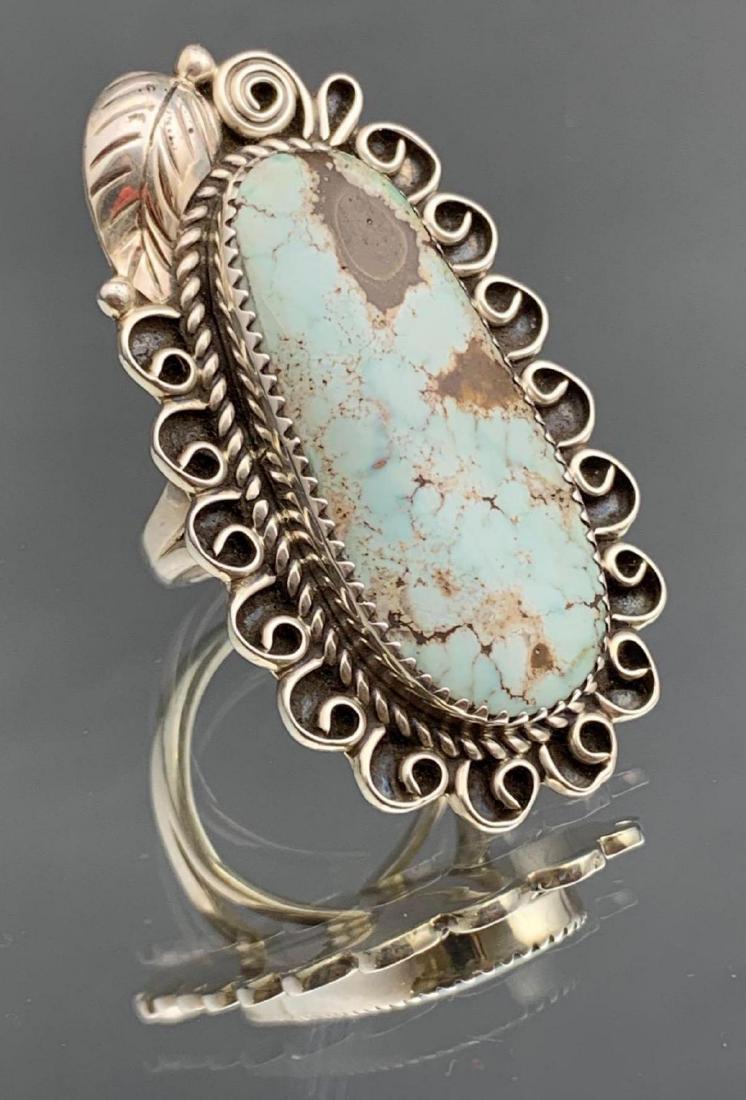 Navajo Sterling Silver and Turquoise Ring, Signed BVL (1 of 3)
