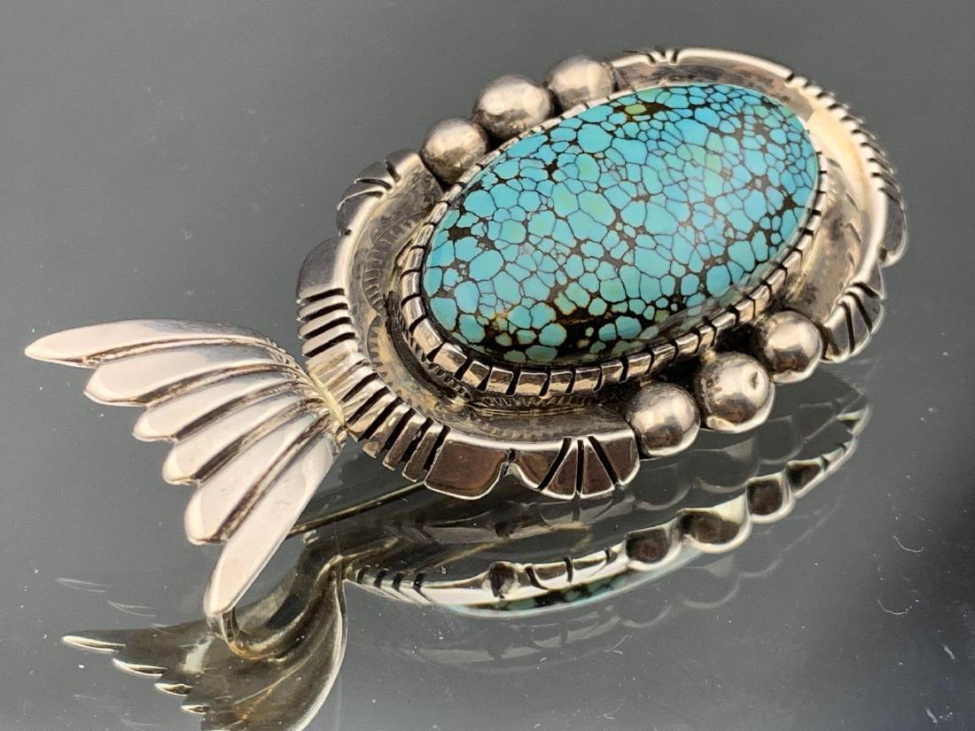 Fine Spiderweb No 8 Turquoise Sterling Pendant, (1 of 6)