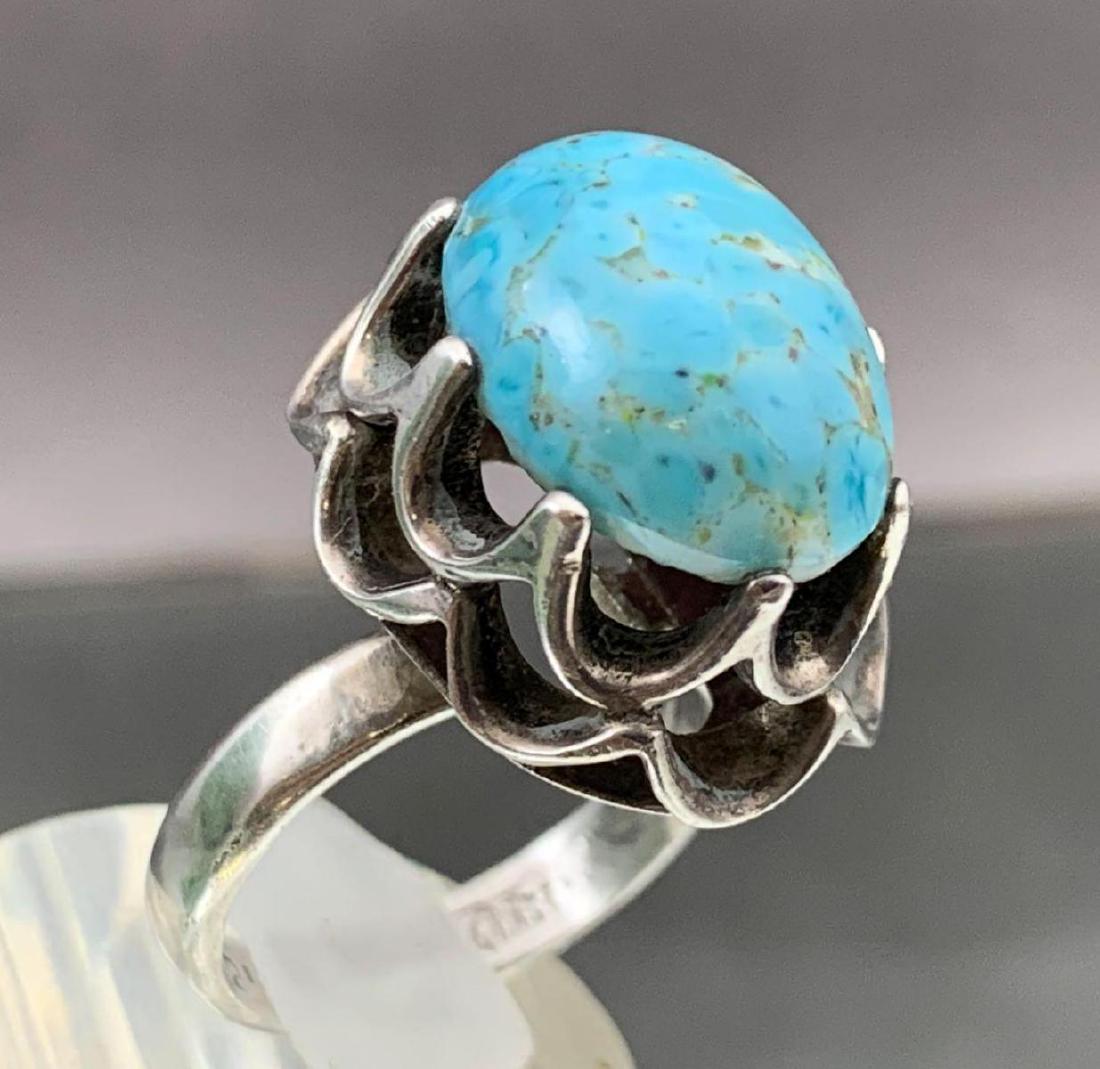 Sterling silver and turquoise ring with with pale (1 of 6)