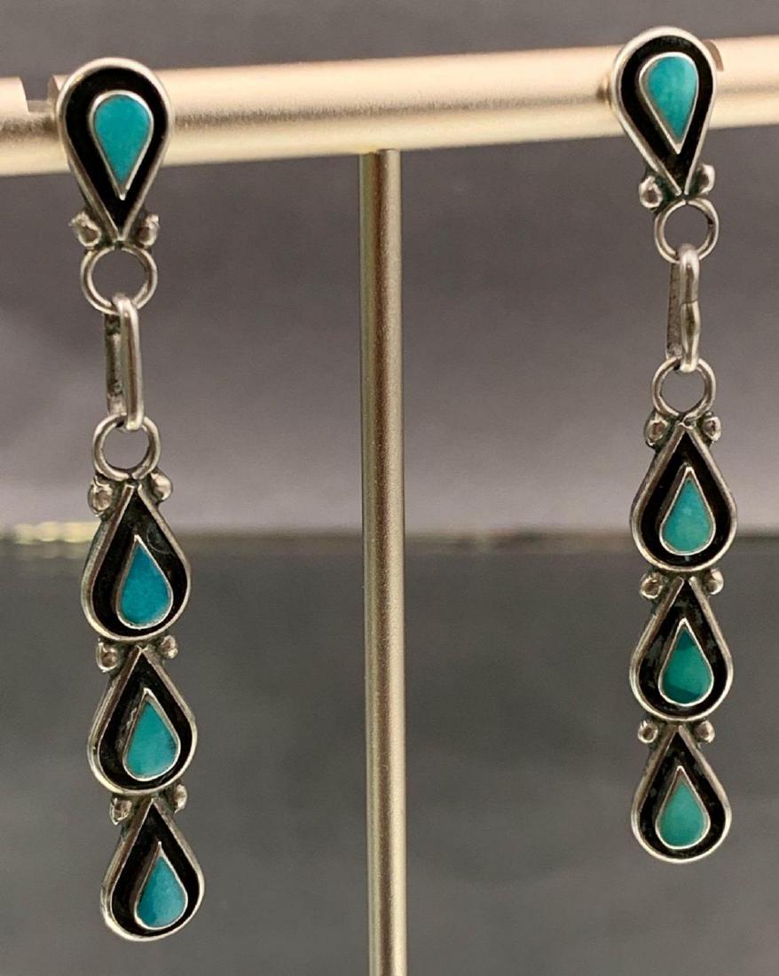 Sterling silver and turquoise drop earrings (1 of 3)