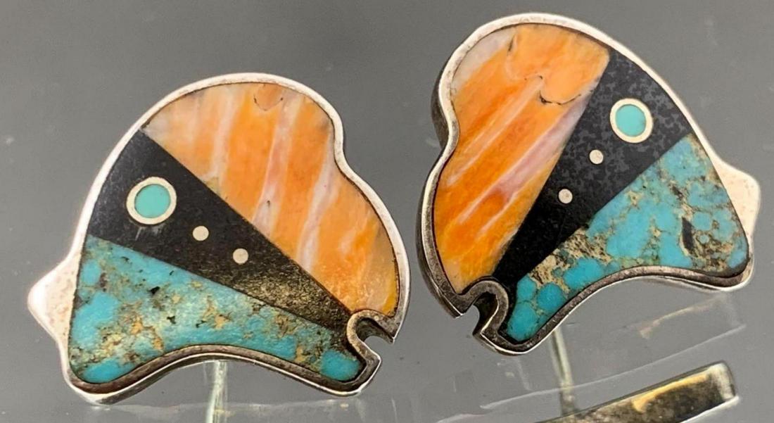 Navajo Jimmy Poyer sterling silver, turquoise, onyx, (1 of 3)