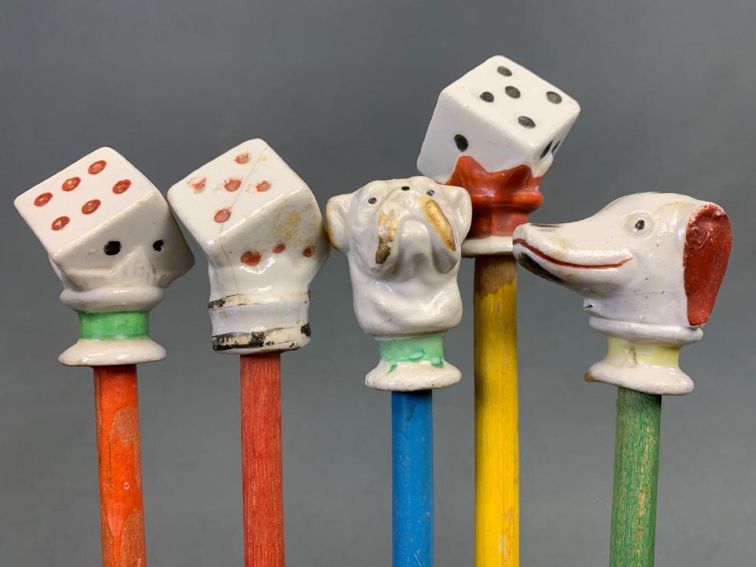 Lot of 5 vintage wooden carnival circus canes with