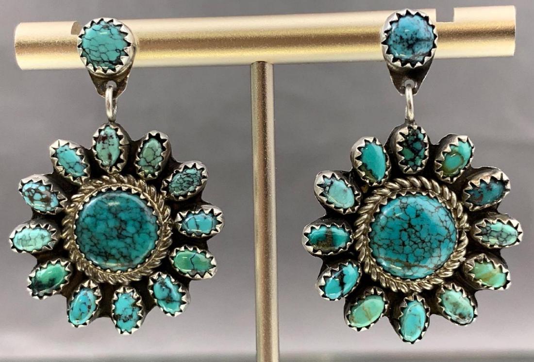 Zuni Sterling silver and spider web turquoise petit (1 of 3)