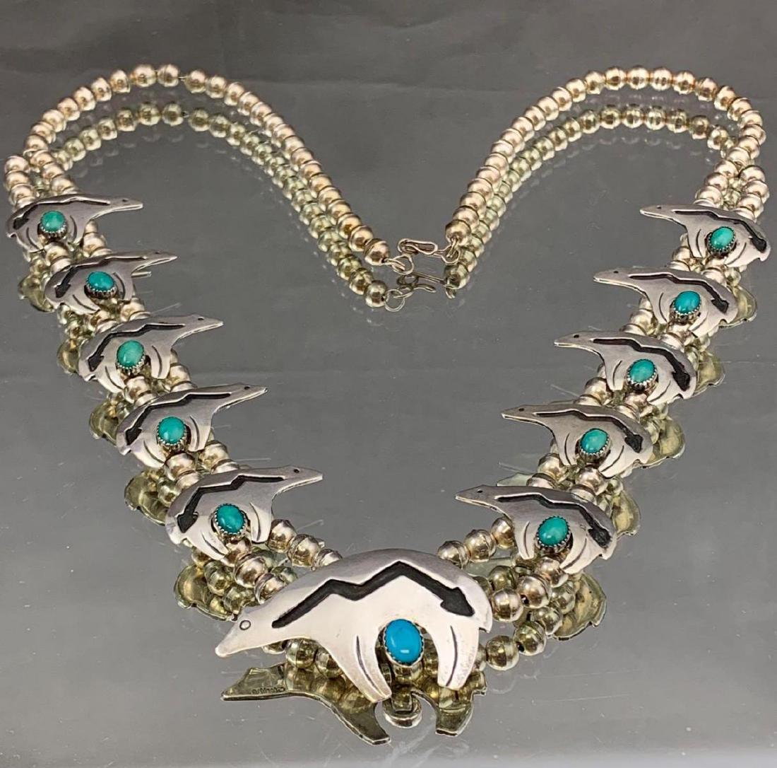 Sterling silver and turquoise heartline bear fetish and (1 of 5)