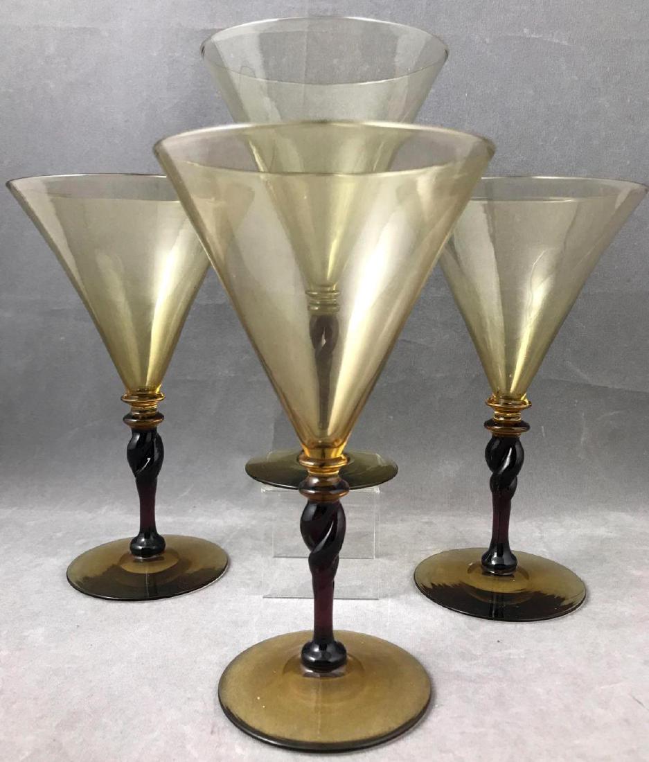 Four vintage two colored Steuben martini glasses, (1 of 5)