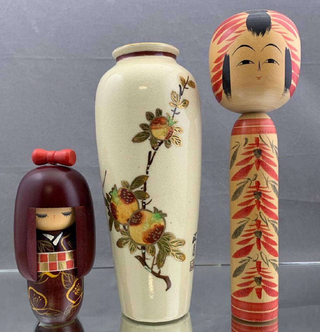 Lot of Two Japanese Kokeshi Dolls and Signed Japanese (1 of 6)