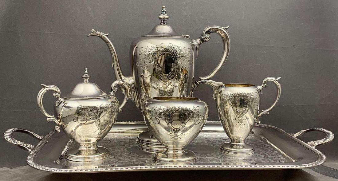 Wallace Silversmiths, 7 Piece Silver Plated Tea Service (1 of 9)