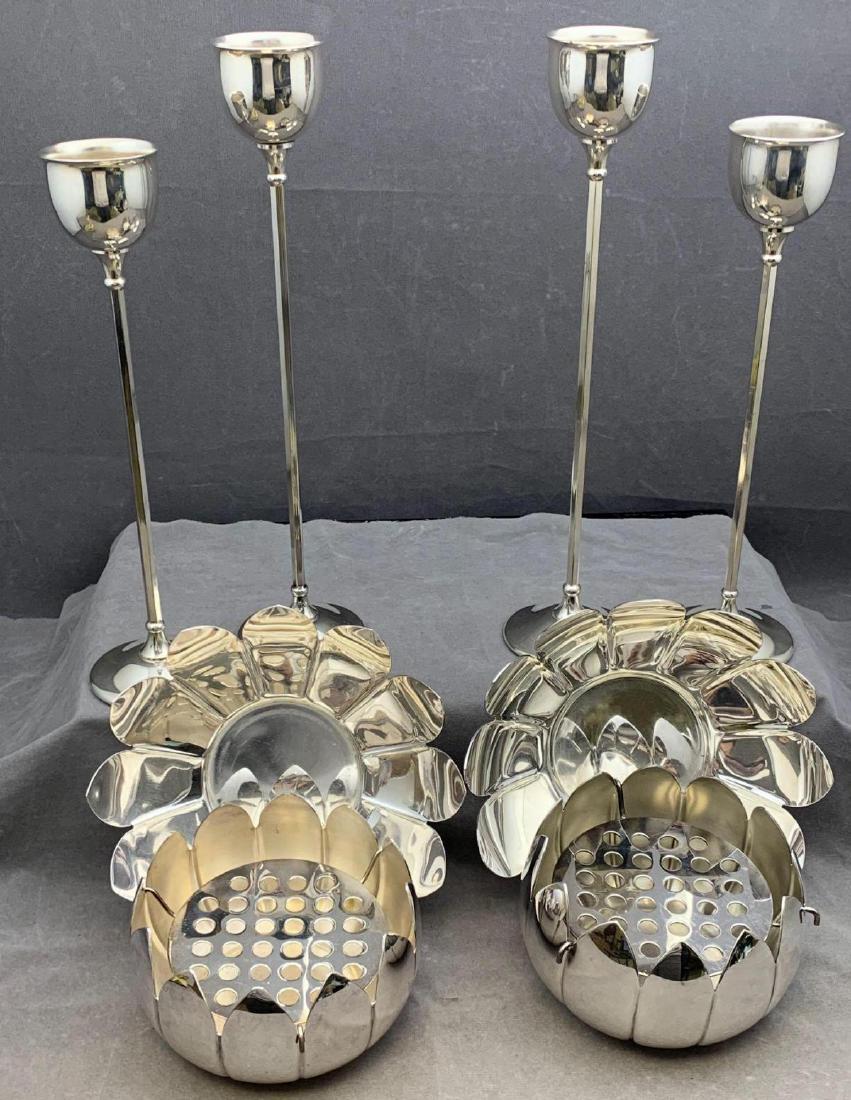 Lot of Eight Vintage Silverplate Candlesticks and Frogs (1 of 11)