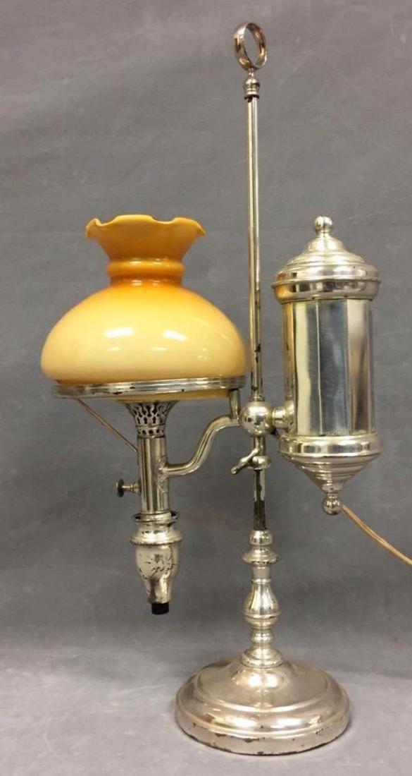 Silverplate Desk Lamp, Glass Shade Desk Lamp (1 of 4)