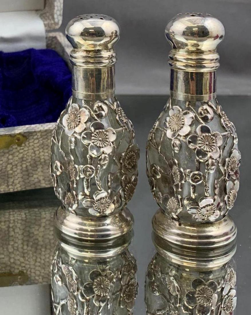 Japanese .950 Silver Overlay Salt and Pepper Shakers, (1 of 5)