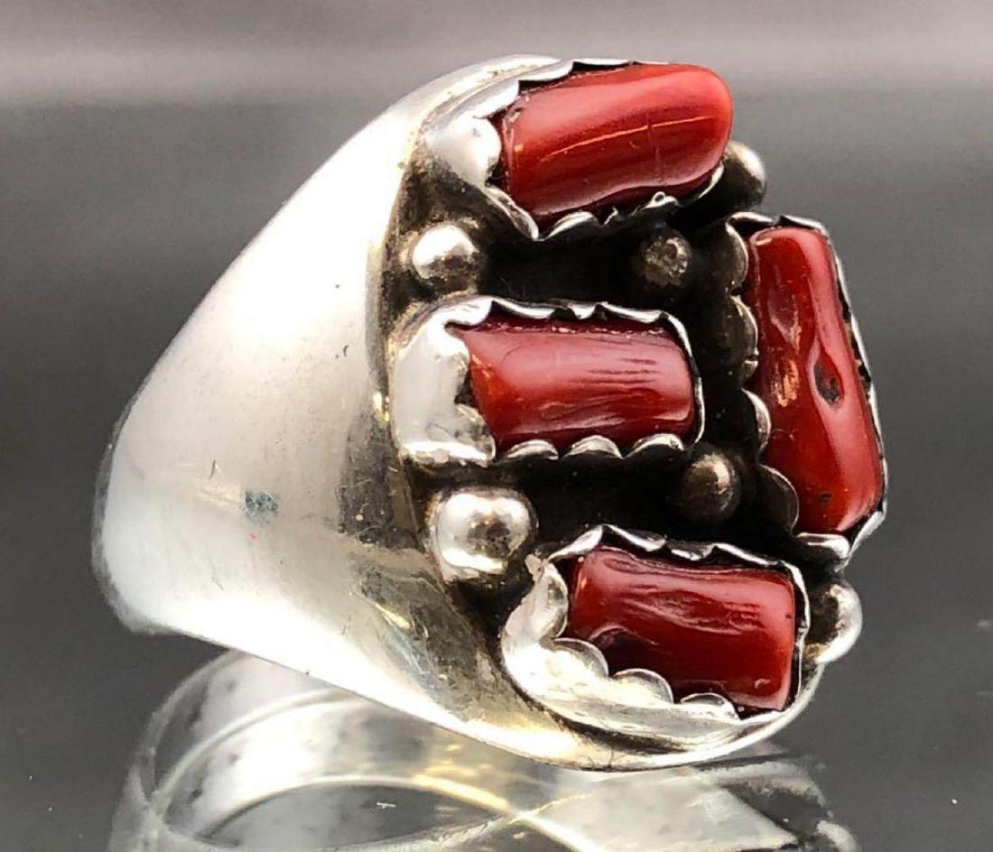 Navajo Native American Coral and Sterling Ring (1 of 6)