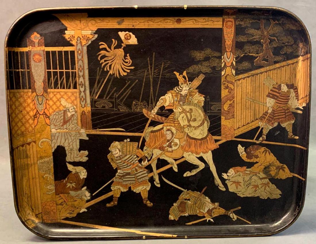 Finely Gilt Japanese Black Lacquer Tray, Meiji Period (1 of 8)