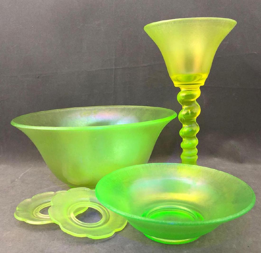 Lot of Five Vaseline Uranium Glass Items (1 of 12)