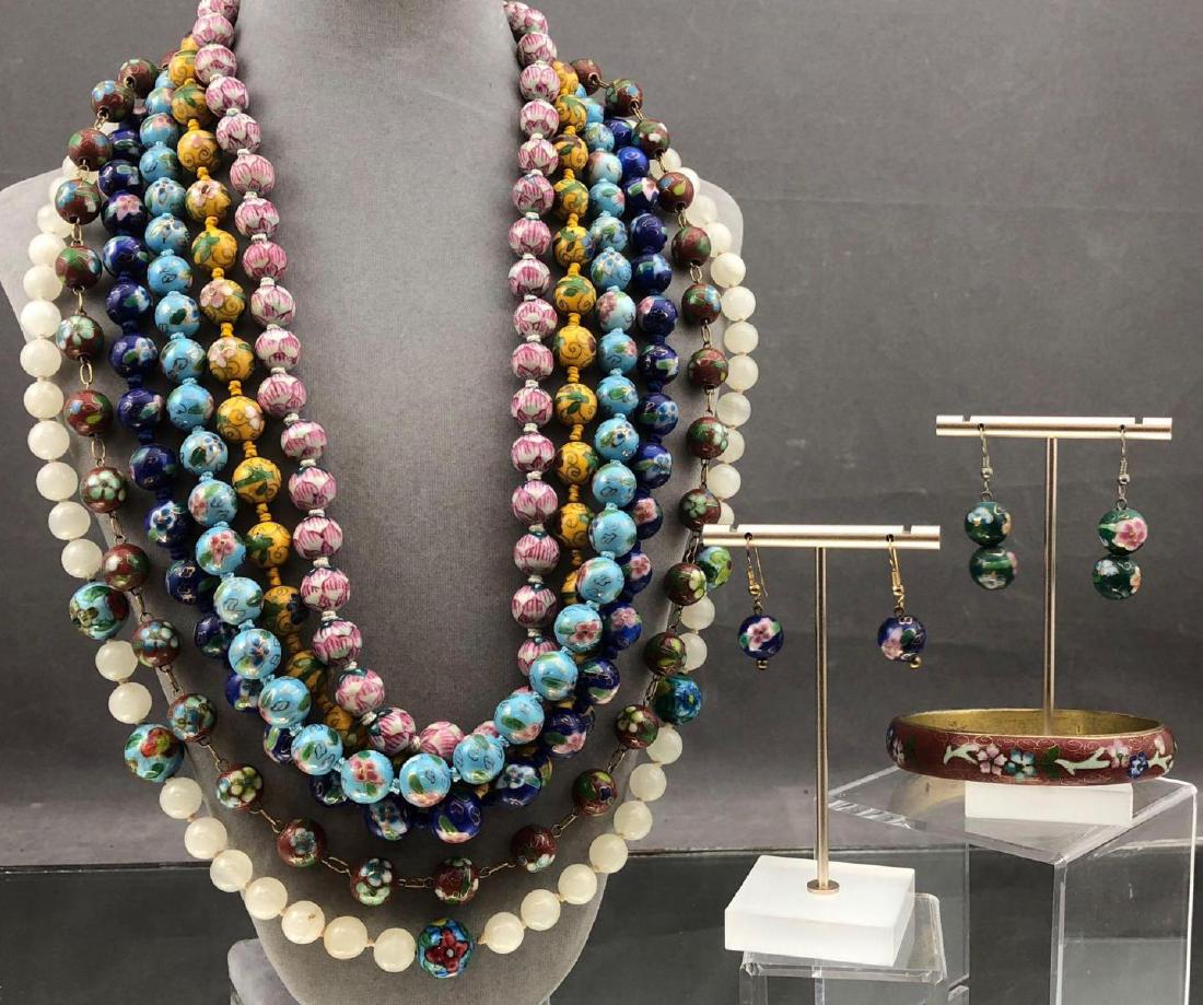 Lot of 11 Chinese Cloisonne and Hard Stone Jewelry (1 of 11)