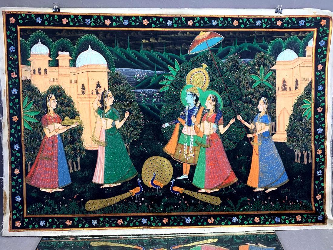 Pichwai Krishna Radha Indian Painted Silk Tapestry (1 of 11)