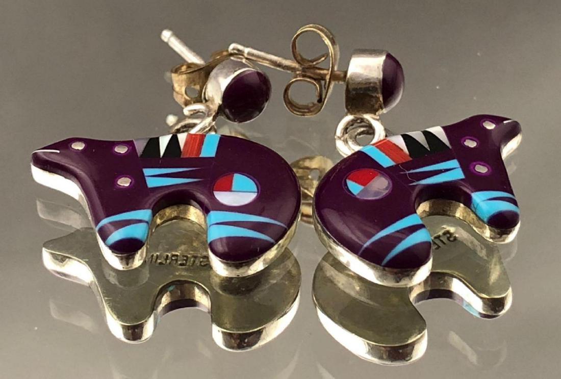 Pair of Zuni Native American Bear Fetish Earrings of (1 of 5)
