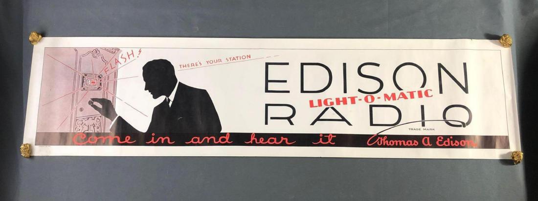Extraordinarily Rare Edison Radio Advertising Poster, (1 of 9)