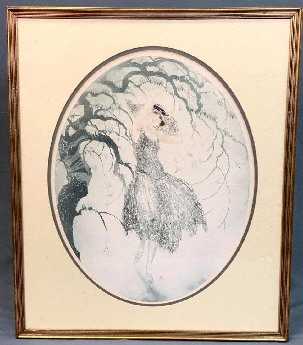 Louis Icart, Woman with Tree of Lovebirds, Signed (1 of 6)