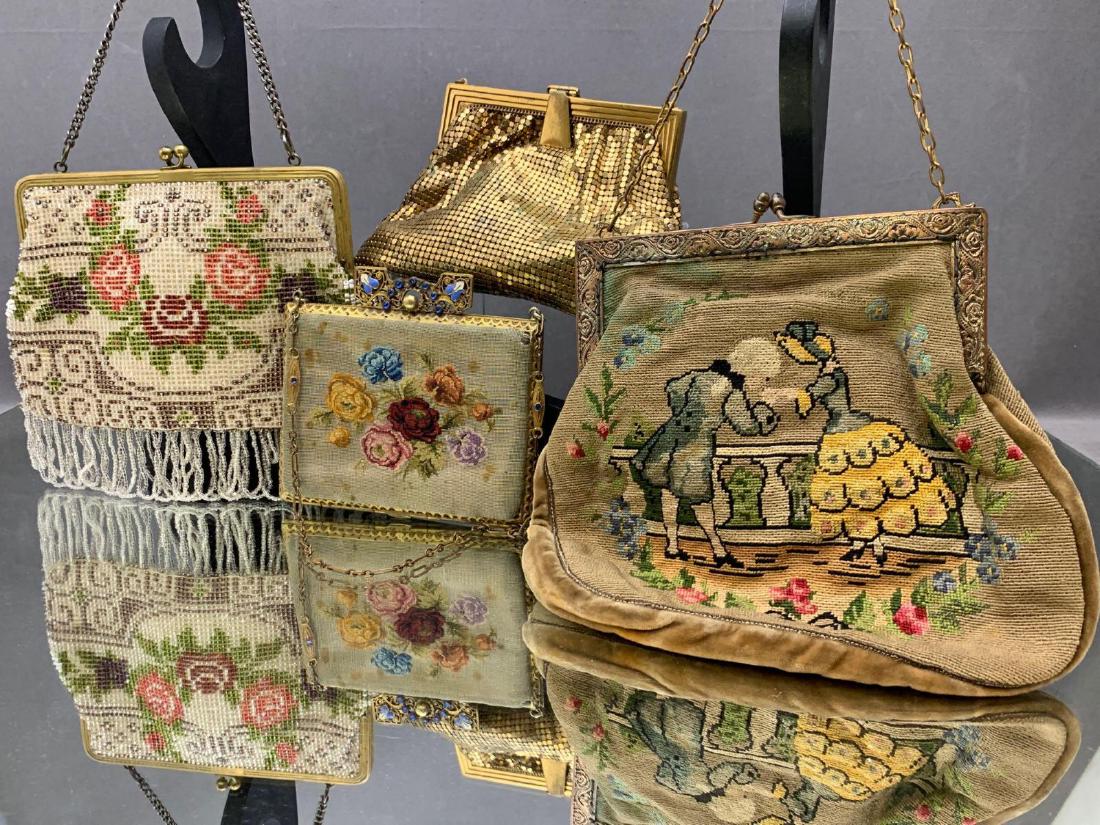 Lot of Four Antique Handbags, Needlepoint and Mesh (1 of 10)