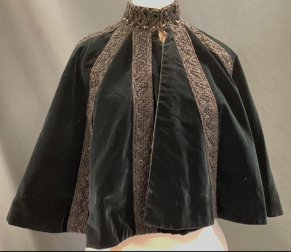 Victorian Green Velvet Capelet With Beading (1 of 3)