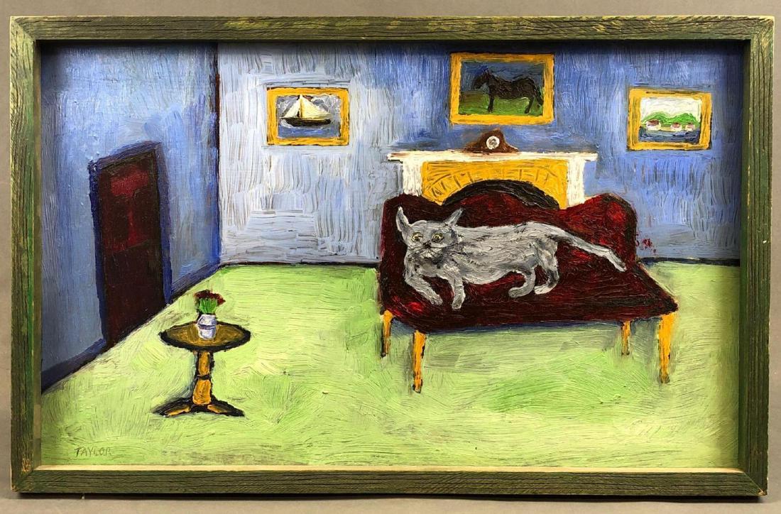 American Folk Art, Jonathan Taylor, "Cat on Couch" (1 of 9)