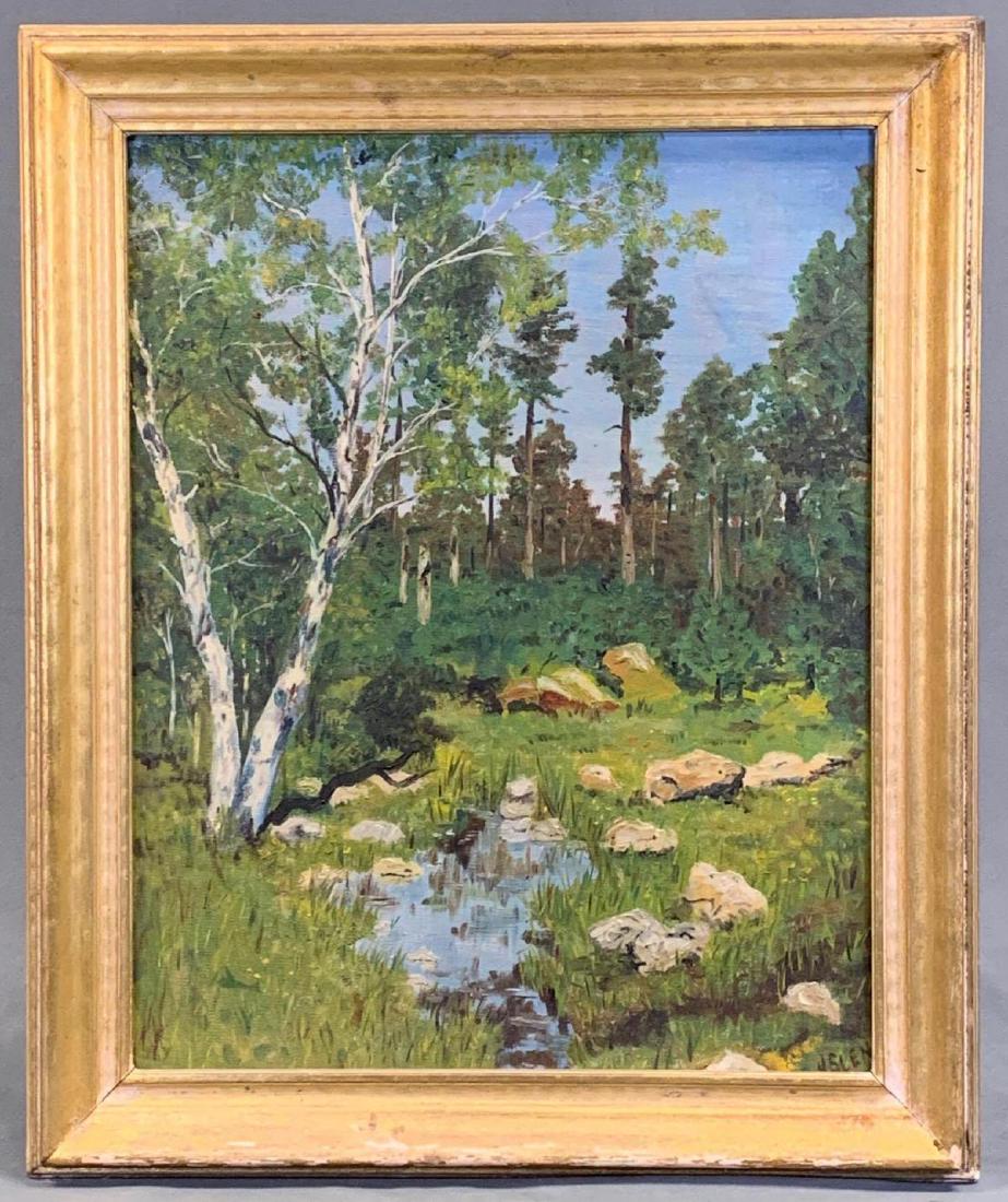 American School, Impressionist Forest Landscape, Oil on (1 of 5)