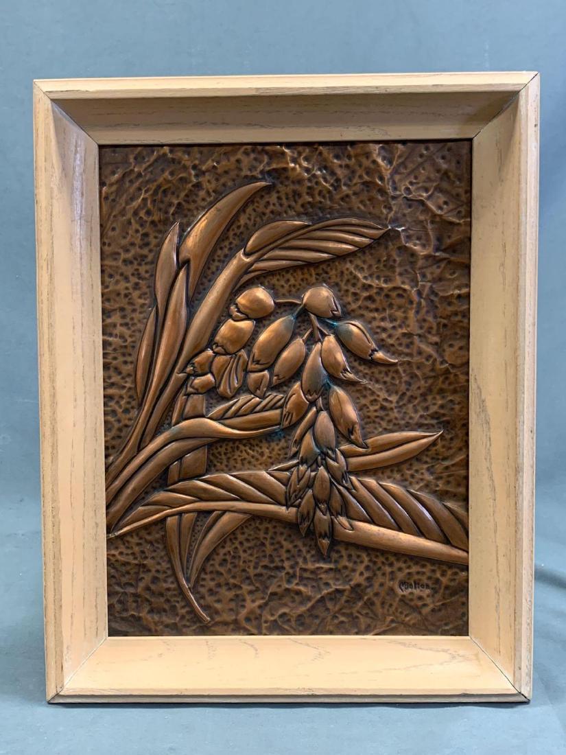 Copper Repousse Framed Plaque, M. Bolton (1 of 5)