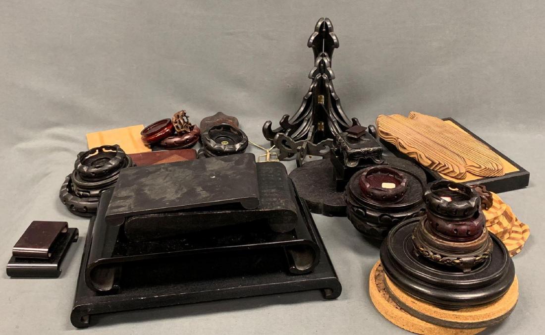 Large Lot of Carved Chinese Wooden Stands (1 of 6)