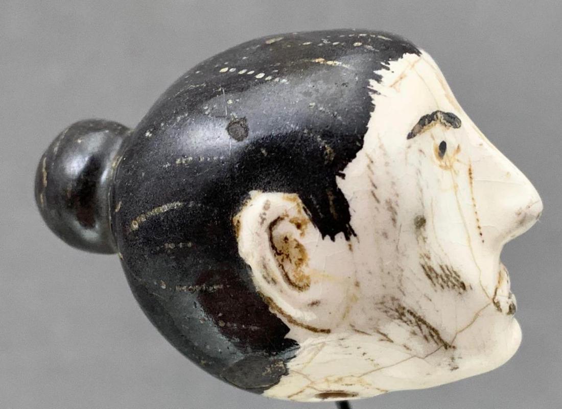 Japanese Porcelain Netsuke, Figural Head, Edo Period.: Japanese Porcelain Netsuke, Figural Head, Edo Period. Approximately 1 x 1.5 x 1.25 in.