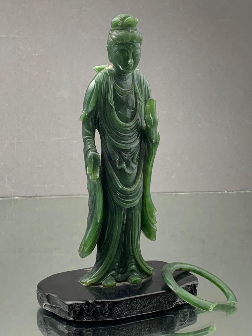 Unusual Chinese Carved Jade Guanyin with Halo (1 of 10)