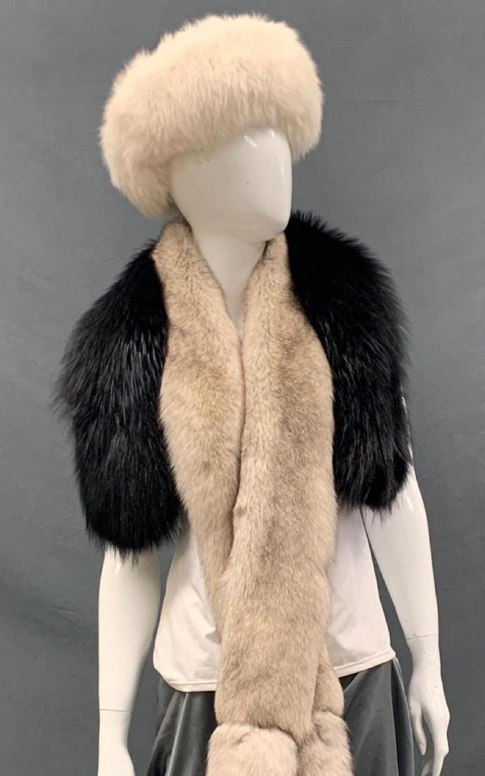 White Fox Fur Hat With Two Fur Collars/Wraps (1 of 12)