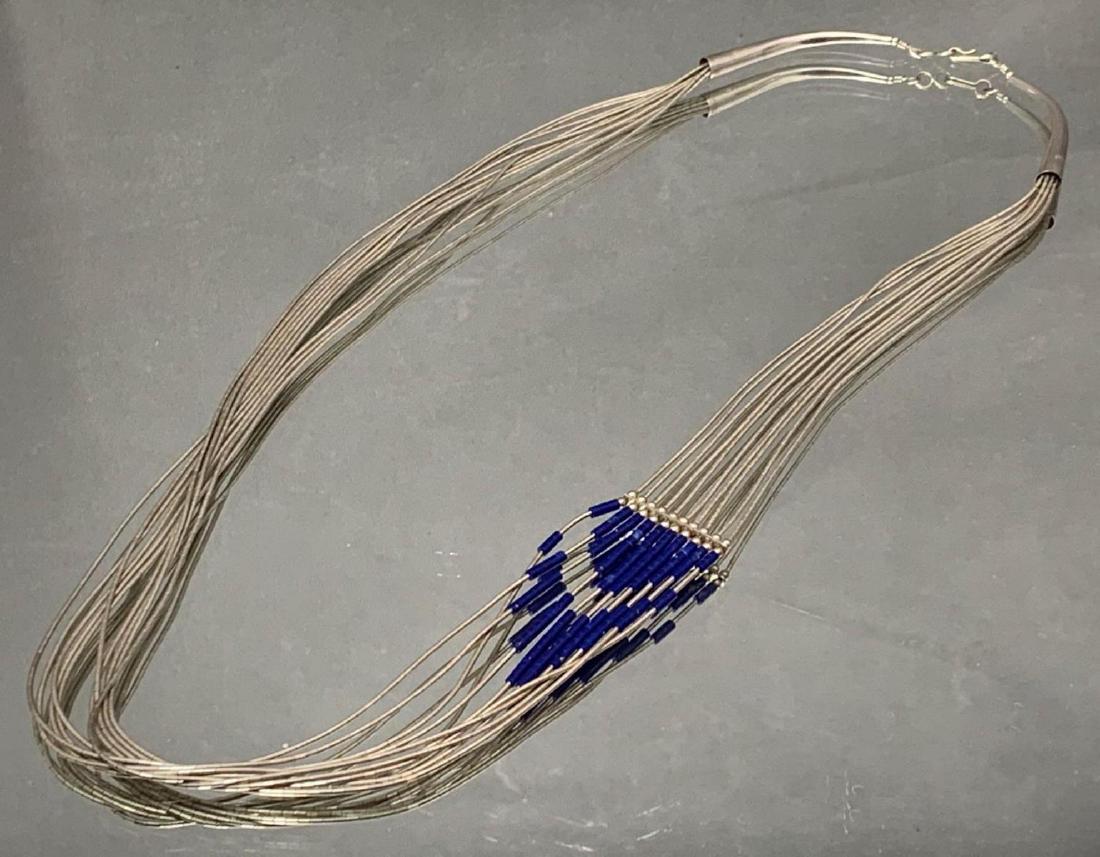 Native American Liquid Silver & Lapis Necklace (1 of 7)