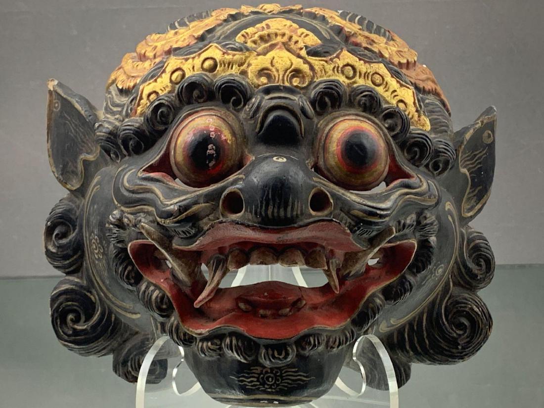 1930's Taiwanese School Chinese Carved Wood and Gilt: 1930s Tiawanese mask. Approximately 9.75 x 8.5 x 5.5 in.
