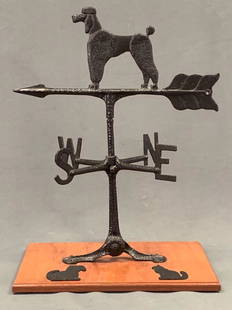 Vintage Hammered Poodle Weathervane: Vintage poodle weathervane. Approximately 24.25 x 18.5 x 11.75 in.