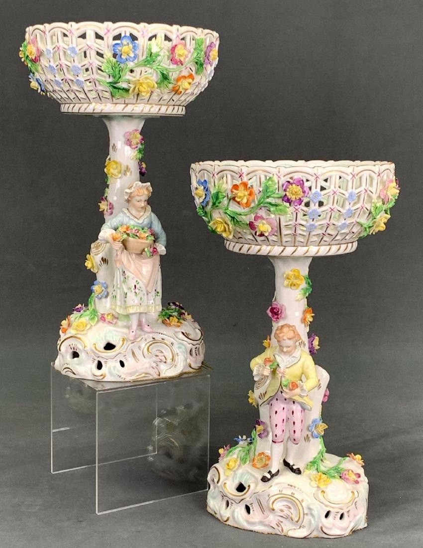 Pair Of Ornate Antique Dresden Reticulated Compotes (1 of 13)
