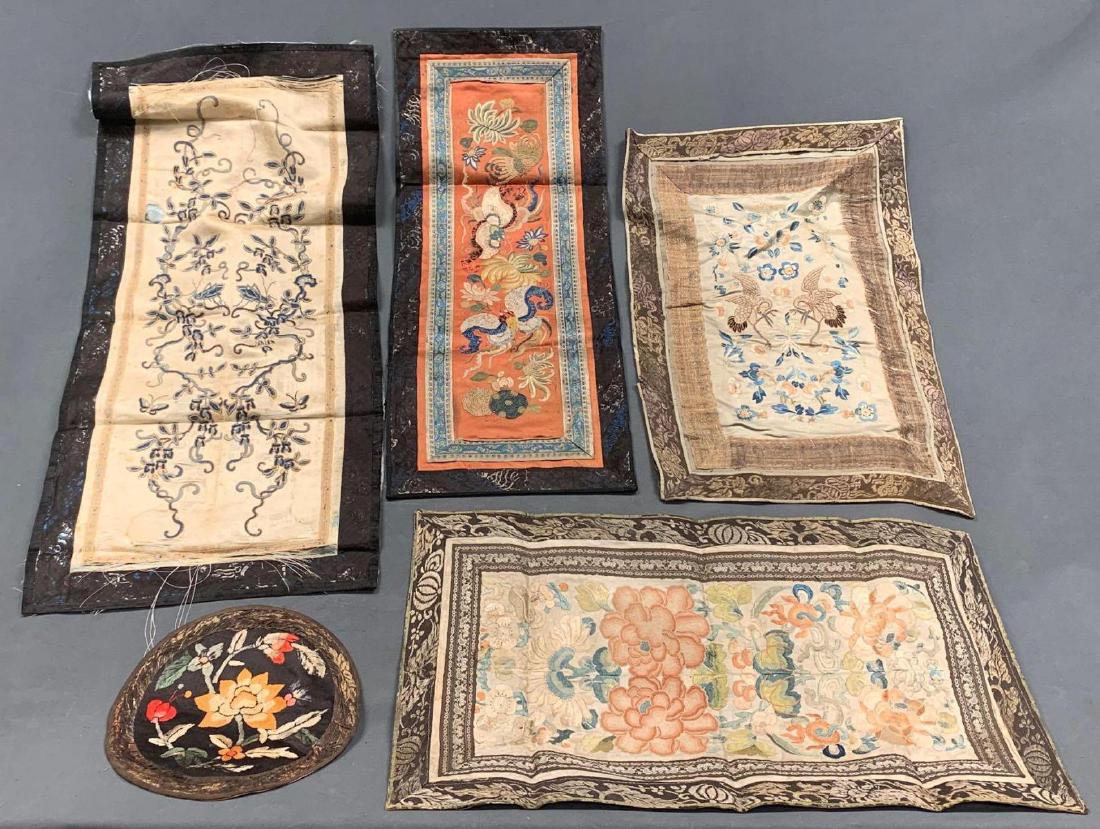 Lot of Chinese Silk Embroidered Panels, 19th and 20th (1 of 9)
