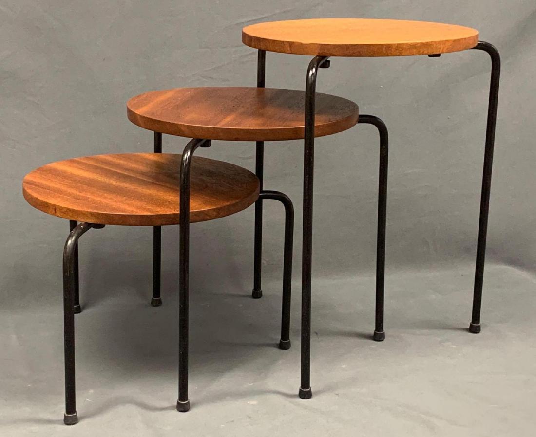 Mid Century Modern Teak and Iron Nesting Tables, Manner (1 of 8)
