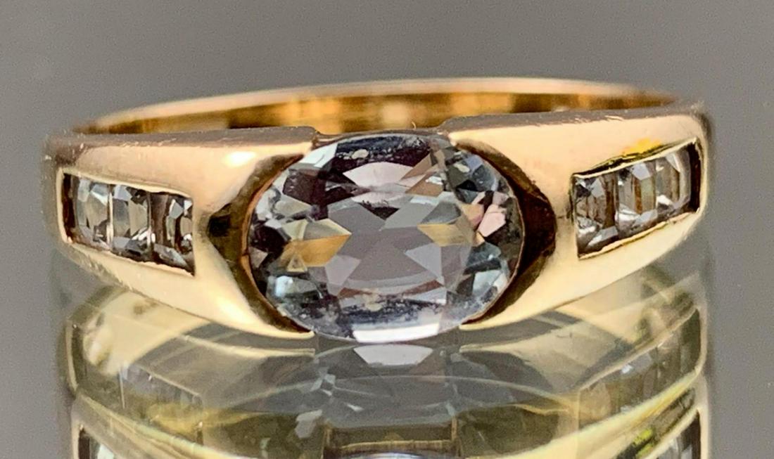 Diamond & Aquamarine 9k Gold Ring (1 of 7)