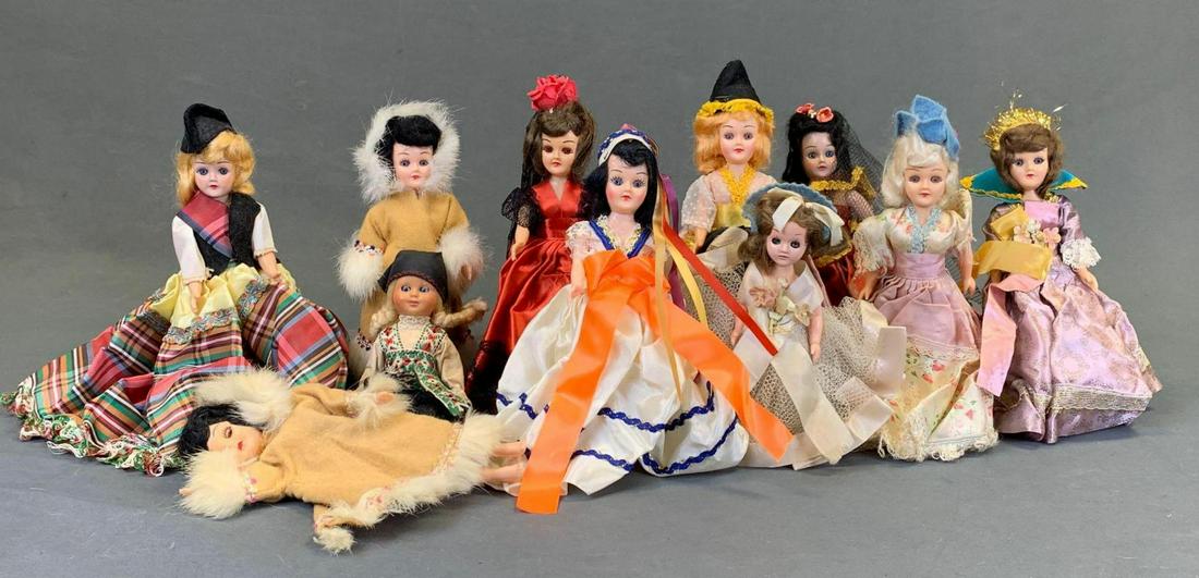 11 Antique & Vintage Open Close Eyes Dolls: 11 Antique & Vintage Open Close eyes dolls with outfits. Approximately ranging from 7- 10.25 x 3-3.5 in.