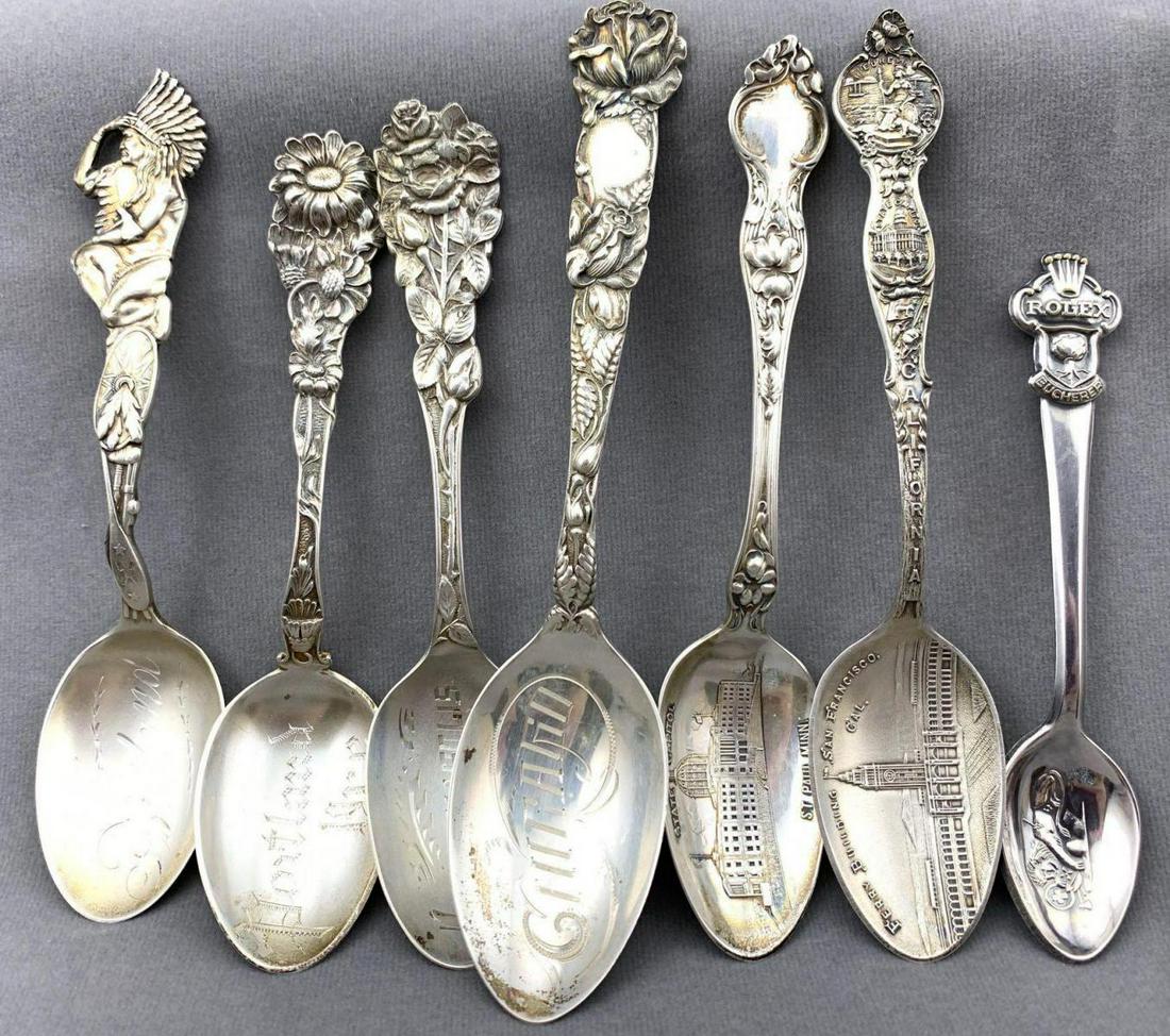Seven Antique Sterling Silver Souvenir Spoons (1 of 8)