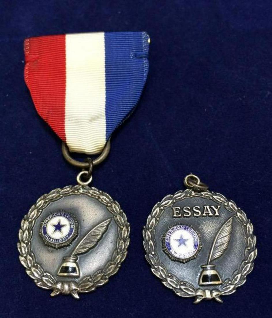 2 Sterling silver American legion auxiliary medals: 2 Sterling silver American legion auxiliary medals marked sterling H.J.
