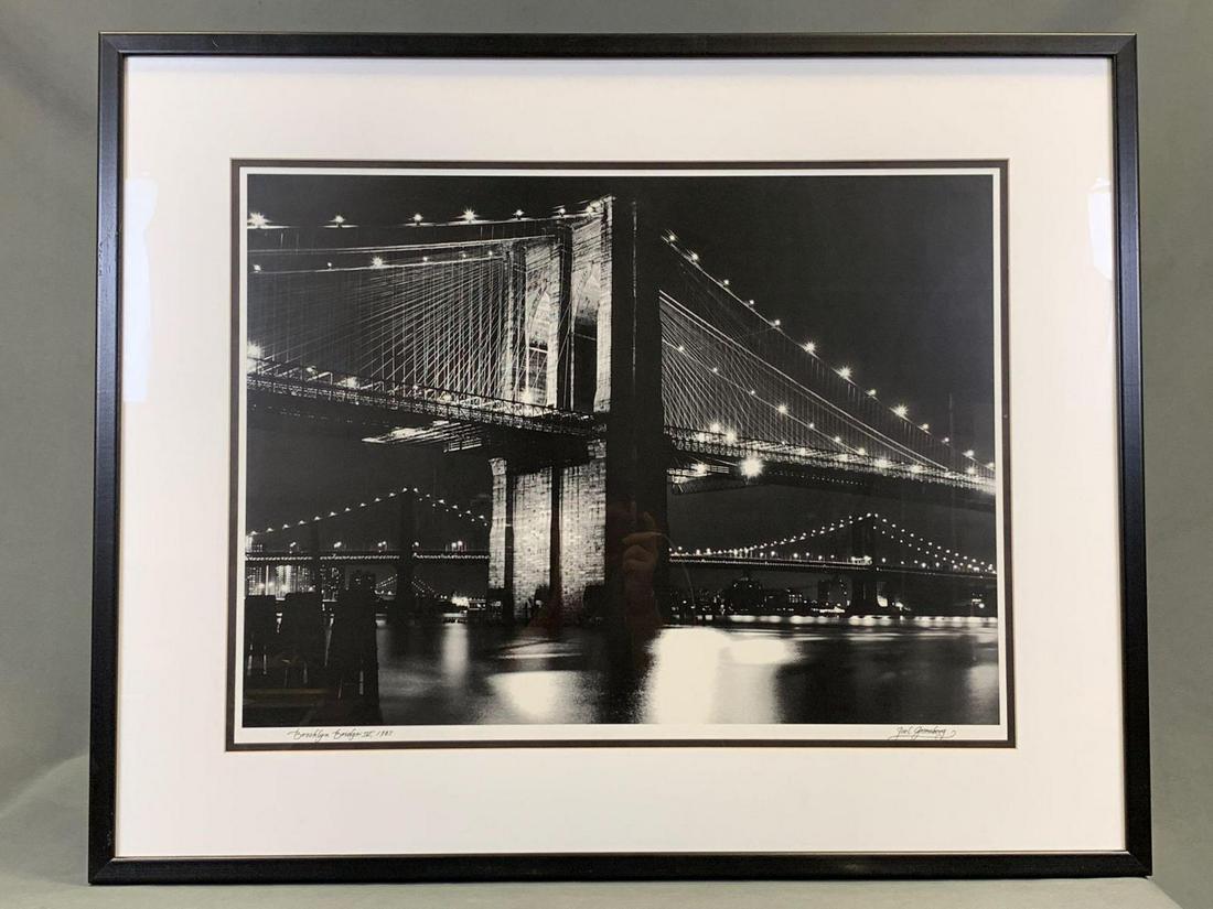 Joel Gueenberg Pthtograph Of The Brooklyn Bridge AT: Joel Gueenberg photography of Brooklyn bridge black and white framed. Signed Brooklyn bridge IV 1983 Joel Gueenberg