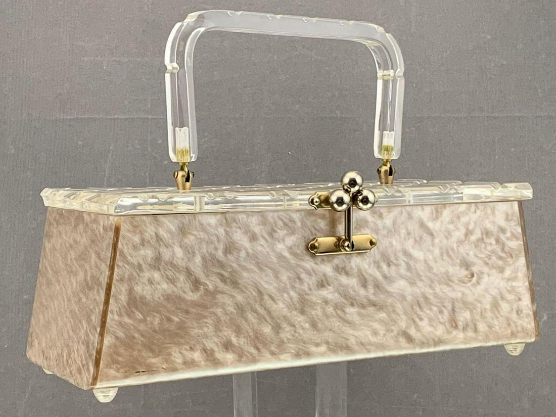 Vintage Light Pink Marbalized Lucite Purse (1 of 9)