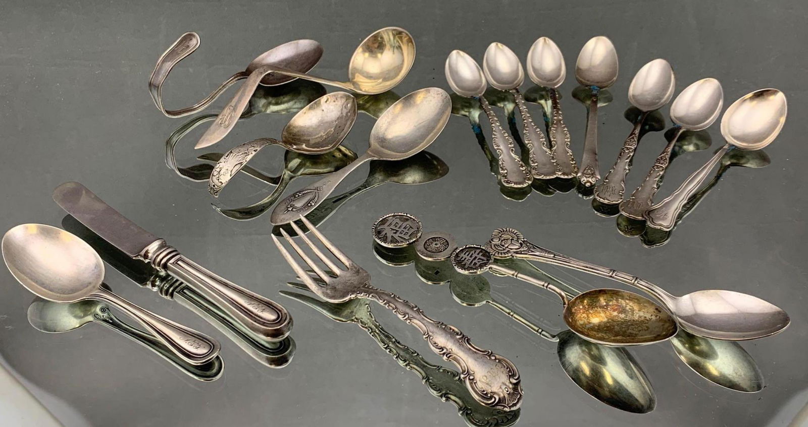 16 Antique Sterling Silver Spoons And More, 198g (1 of 10)