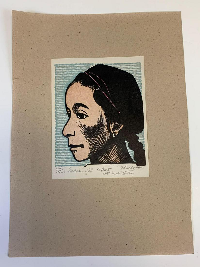 Elizabeth Catlett, "Indian Girl", Inscribed Woodblock (1 of 6)