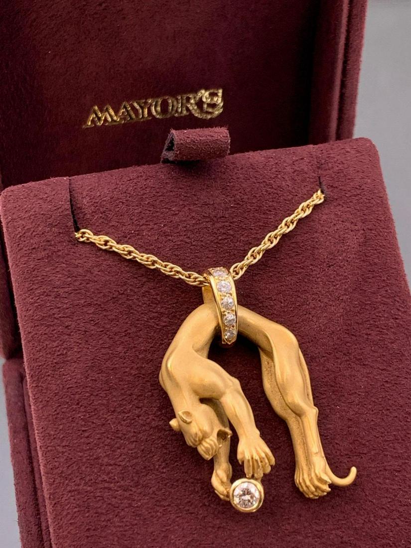 18k Gold Diamond Panther Pendant w/Chain (1 of 8)