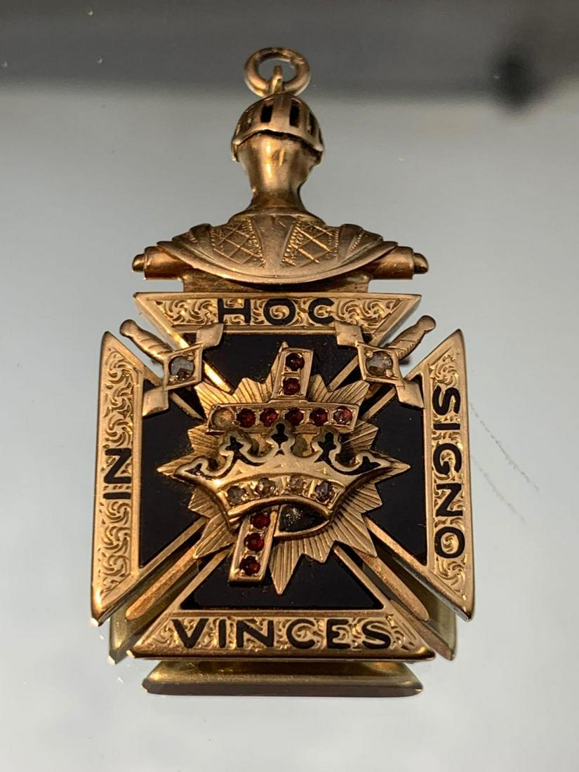 Antique 14k Gold Knights Templar Masonic Fob (1 of 8)